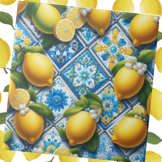 Moroccan Mediterranean Lemons  Ceramic Tile (Creator Uploaded)
