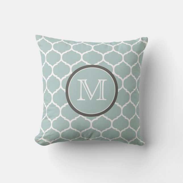 Moroccan Mint Monogram Pillow (Front)