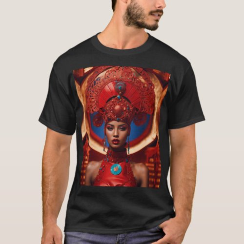 Moroccan Mirage Red Futurist T_Shirt