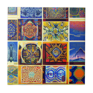 Moroccan mosaic abstract art multicolor ceramic tile