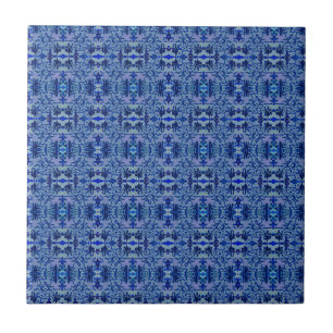 Moroccan mosaic blue geometric pattern ceramic tile