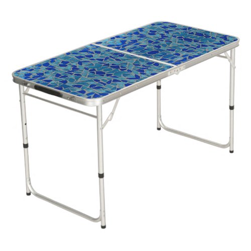 Moroccan mosaic blue navy aquamarine folding table
