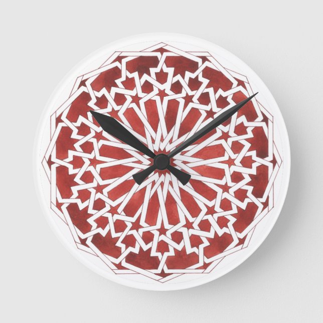 Moroccan Mosaic Clock Red ALCAZAR (Front)