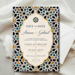 Moroccan Mosaic Elegant Mediterranean Save The Date
