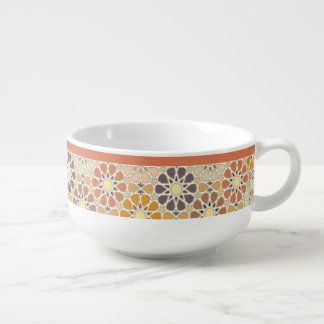 Moroccan Mosaic Floral Pattern | Rust & Terracotta Soup Mug