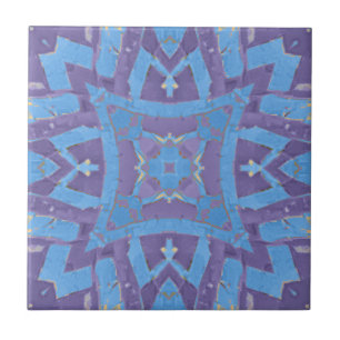 Moroccan mosaic geometric pattern blue purple plum ceramic tile