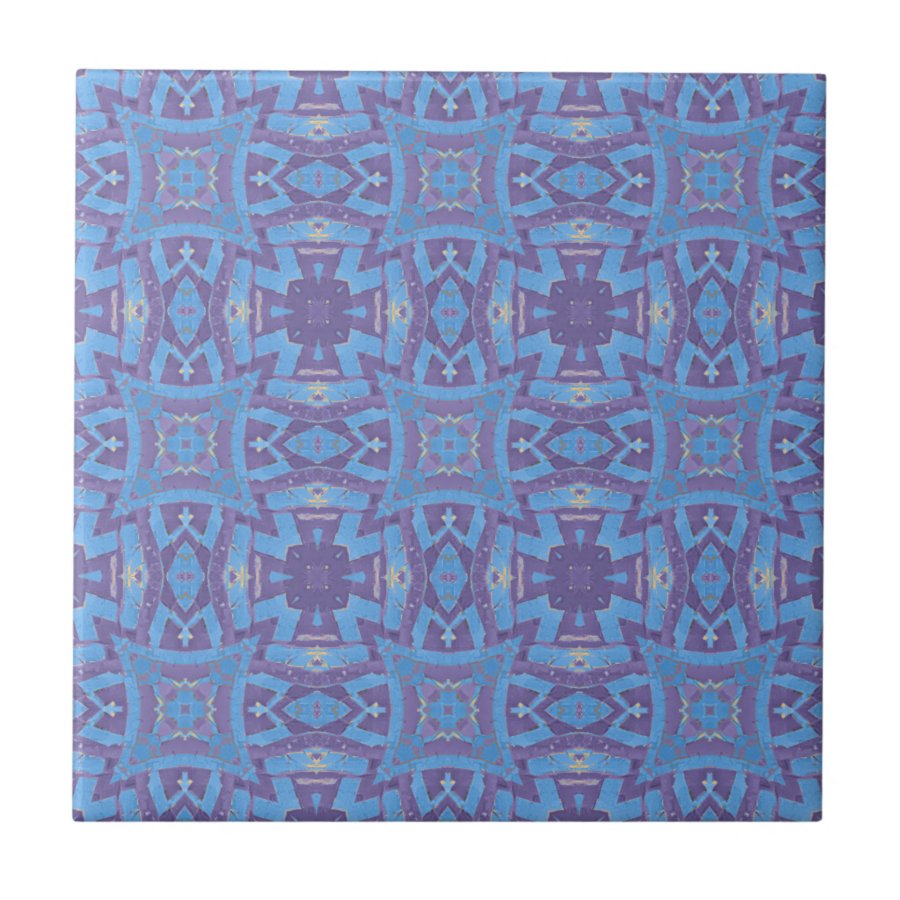 Moroccan mosaic geometric pattern blue purple plum ceramic tile