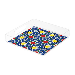  Moroccan Mosaic Geometric Pattern design tile Acrylic Tray