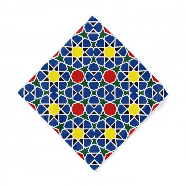  Moroccan Mosaic Geometric Pattern design tile Bandana (Front)
