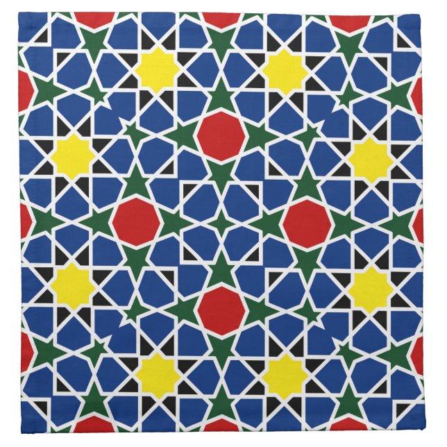  Moroccan Mosaic Geometric Pattern design tile Cloth Napkin (Front)