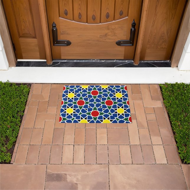  Moroccan Mosaic Geometric Pattern design tile Doormat (Outdoor)