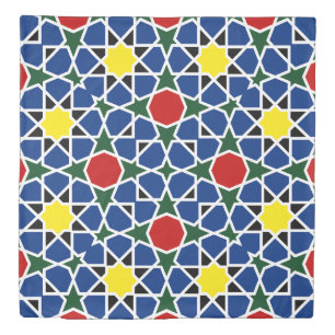  Moroccan Mosaic Geometric Pattern design tile Duvet Cover