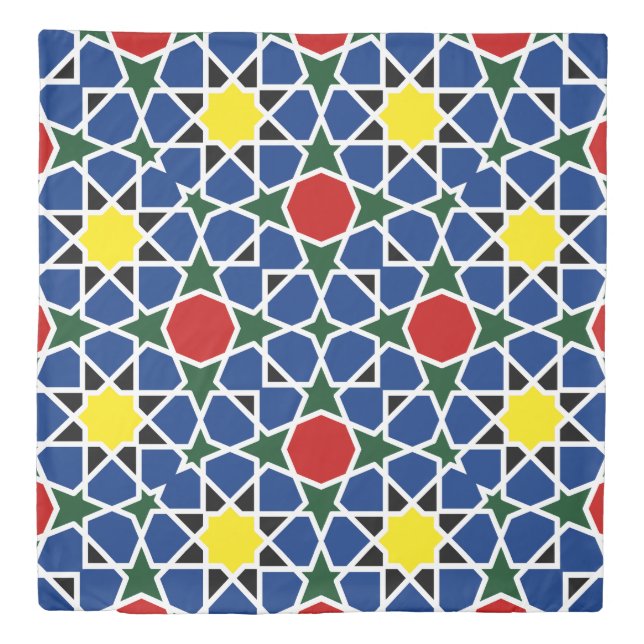  Moroccan Mosaic Geometric Pattern design tile Duvet Cover (Front)