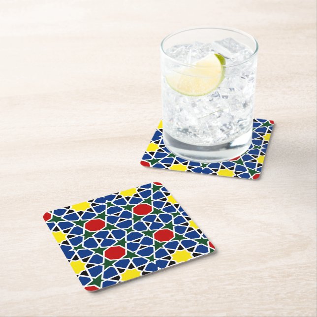  Moroccan Mosaic Geometric Pattern design tile Paper Coaster (Insitu)