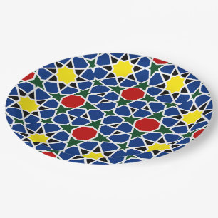 Moroccan Mosaic Geometric Pattern design tile Paper Plates
