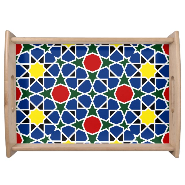  Moroccan Mosaic Geometric Pattern design tile Serving Tray (Front)