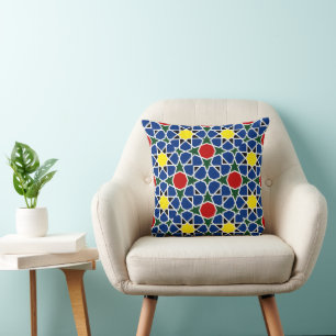 Moroccan Mosaic Geometric Pattern design tile Throw Pillow
