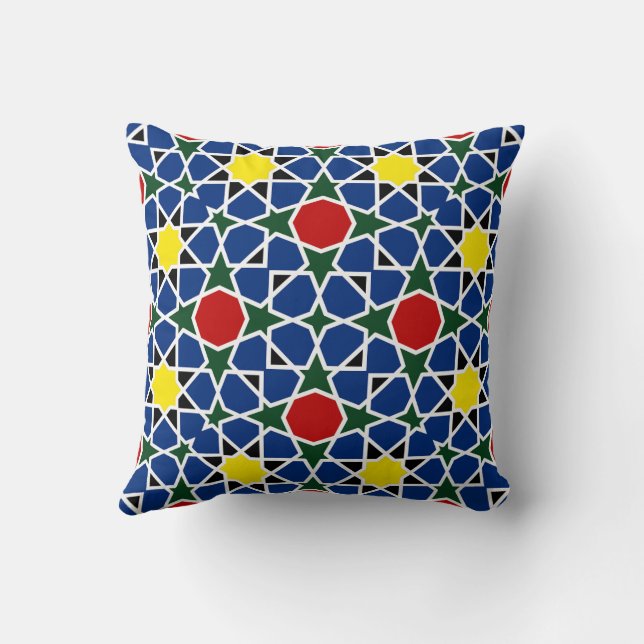  Moroccan Mosaic Geometric Pattern design tile Throw Pillow (Back)