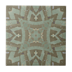 Moroccan mosaic geometric pattern green olive ceramic tile