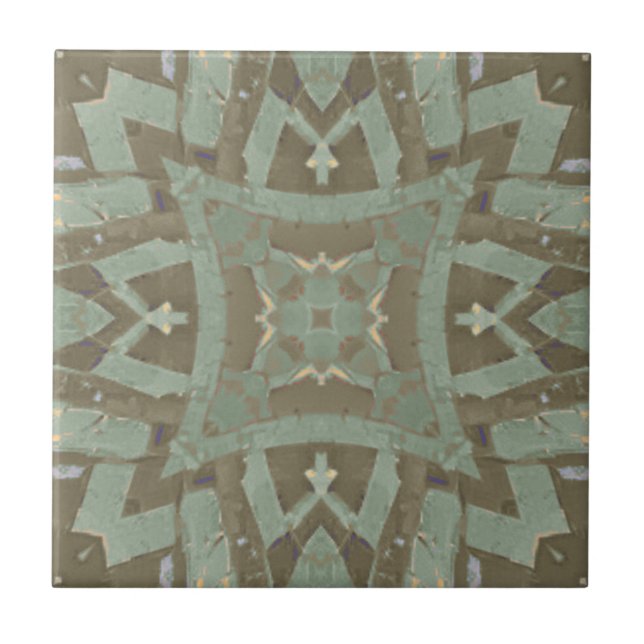 Moroccan mosaic geometric pattern green olive ceramic tile (Front)