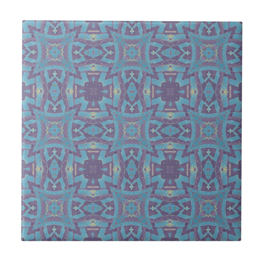 Moroccan mosaic geometric pattern turquoise purple ceramic tile
