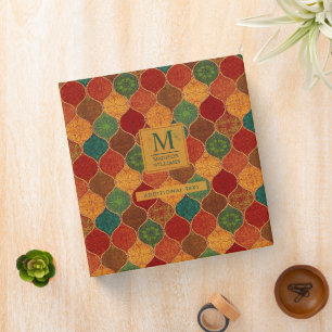 Moroccan Mosaic Geometric Seamless Aztec Pattern 3 Ring Binder