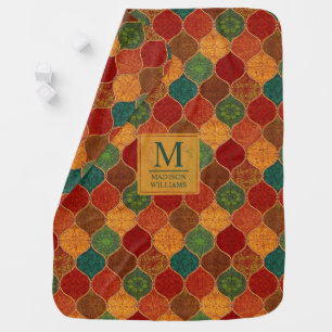 Moroccan Mosaic Geometric Seamless Aztec Pattern Baby Blanket