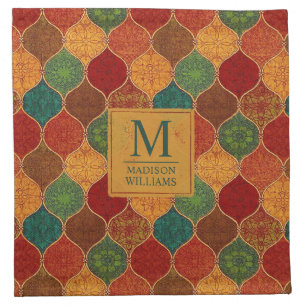 Moroccan Mosaic Geometric Seamless Aztec Pattern Cloth Napkin