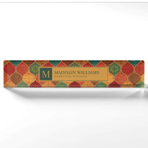Moroccan Mosaic Geometric Seamless Aztec Pattern Desk Name Plate