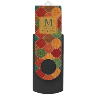 Moroccan Mosaic Geometric Seamless Aztec Pattern Flash Drive