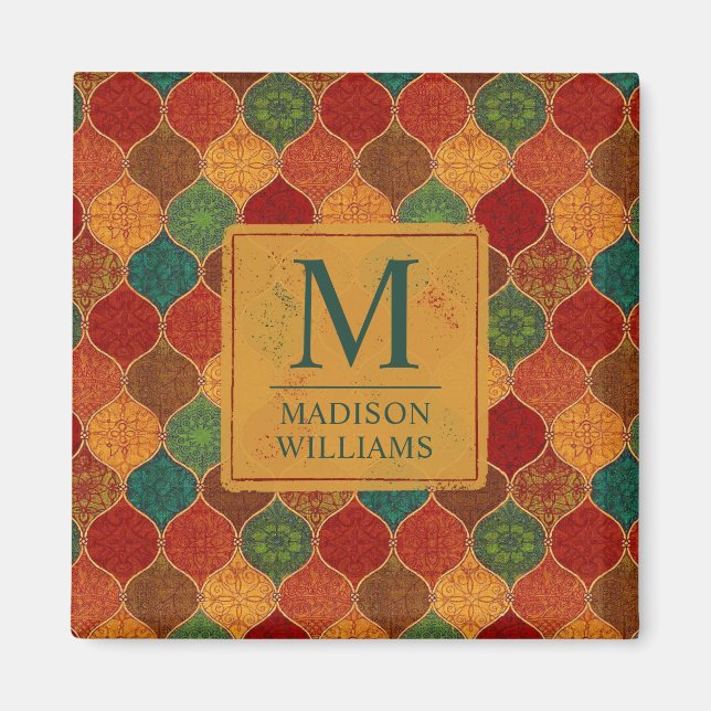 Moroccan Mosaic Geometric Seamless Aztec Pattern Magnet (Front)