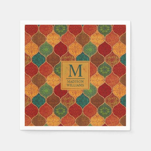 Moroccan Mosaic Geometric Seamless Aztec Pattern Napkins