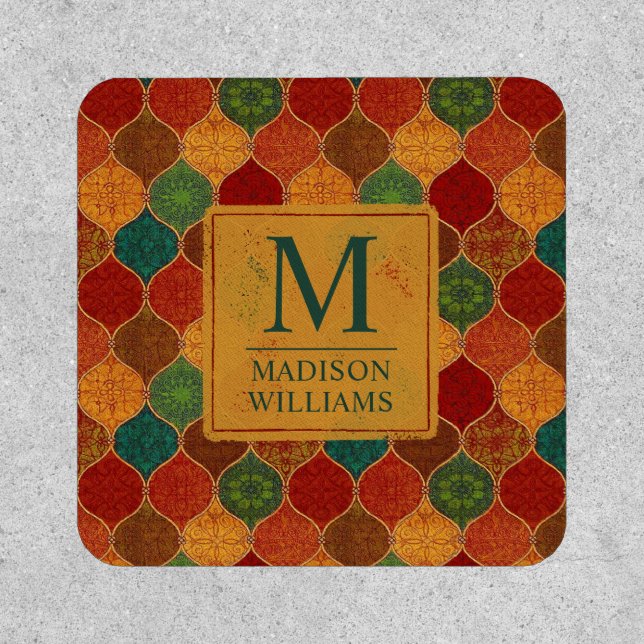 Moroccan Mosaic Geometric Seamless Aztec Pattern Patch (Front)