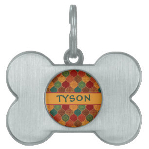 Moroccan Mosaic Geometric Seamless Aztec Pattern Pet ID Tag