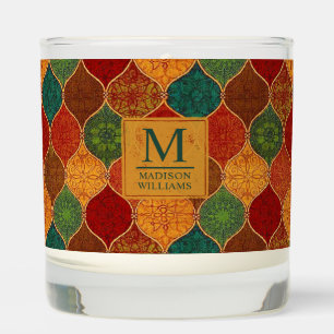 Moroccan Mosaic Geometric Seamless Aztec Pattern Scented Candle
