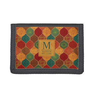 Moroccan Mosaic Geometric Seamless Aztec Pattern Tri-fold Wallet