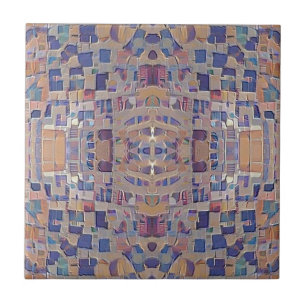 Moroccan mosaic inspired design blue beige ceramic tile