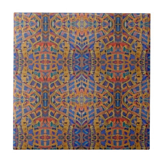 Moroccan mosaic multicolor geometric gold red blue ceramic tile
