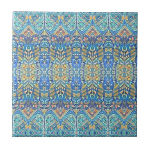 Moroccan mosaic multicolor gold turquoise blue cer ceramic tile