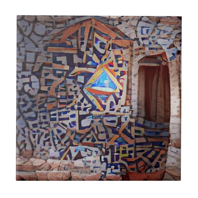 Moroccan mosaic pattern geometric art ceramic tile (Front)