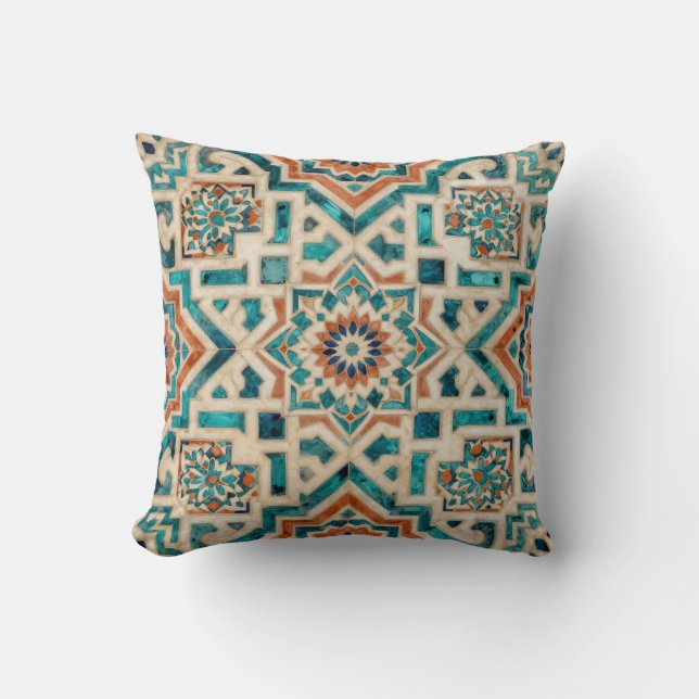 Moroccan Mosaic Pattern Throw Pillow (Front)