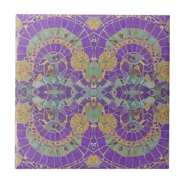 Moroccan mosaic purple turquoise gold geometric ceramic tile | Zazzle