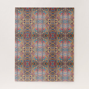 Moroccan mosaic red gold turquoise geometric art jigsaw puzzle