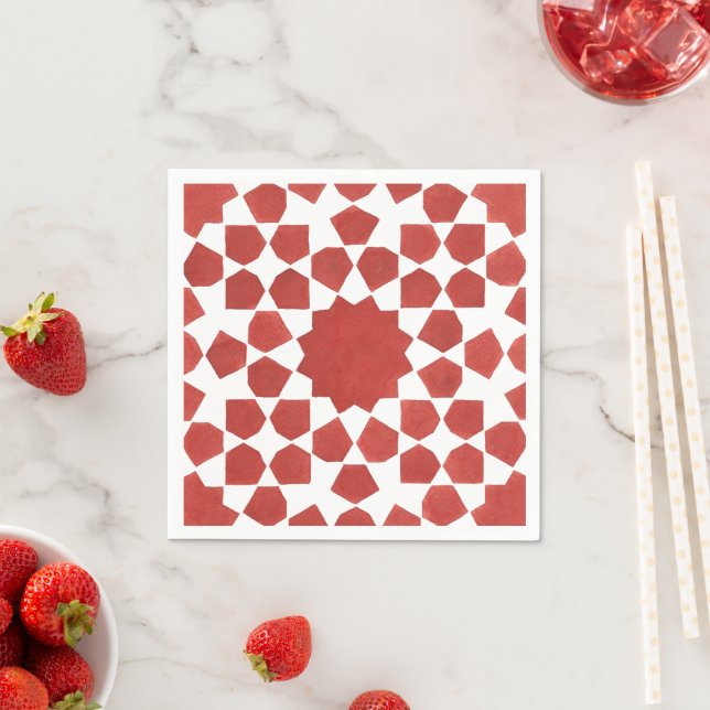 Moroccan mosaic red MAMLUK Napkins (Insitu)