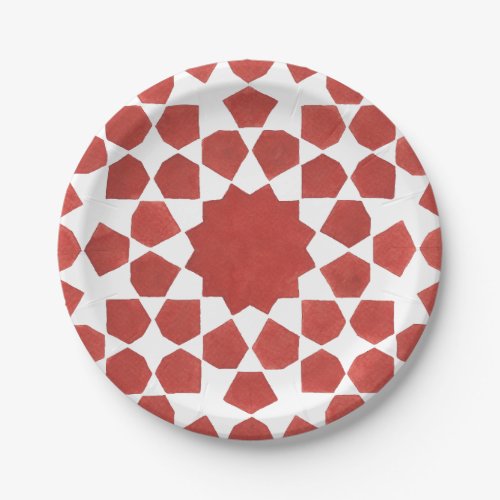 Moroccan mosaic red MAMLUK Paper Plates