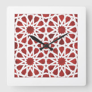 Moroccan mosaic red red clock