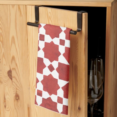 Moroccan mosaic red ROSETTE Kitchen Towel