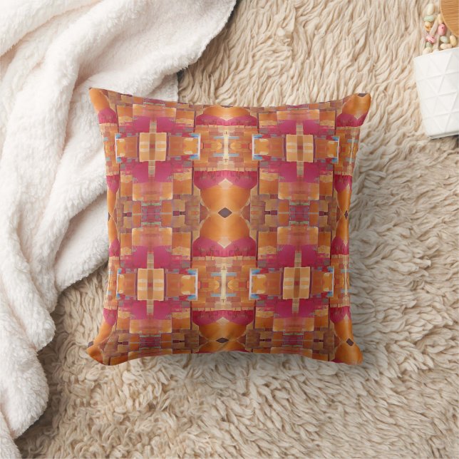 Moroccan mosaic rose gold abstract geometric art throw pillow (Blanket)