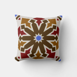 Moroccan Mosaic Tile Flower Arabic Geometric Art 2 Throw Pillow