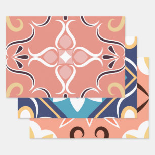 Moroccan Mosaic Tile Patterns Artwork Wrapping Paper Sheets